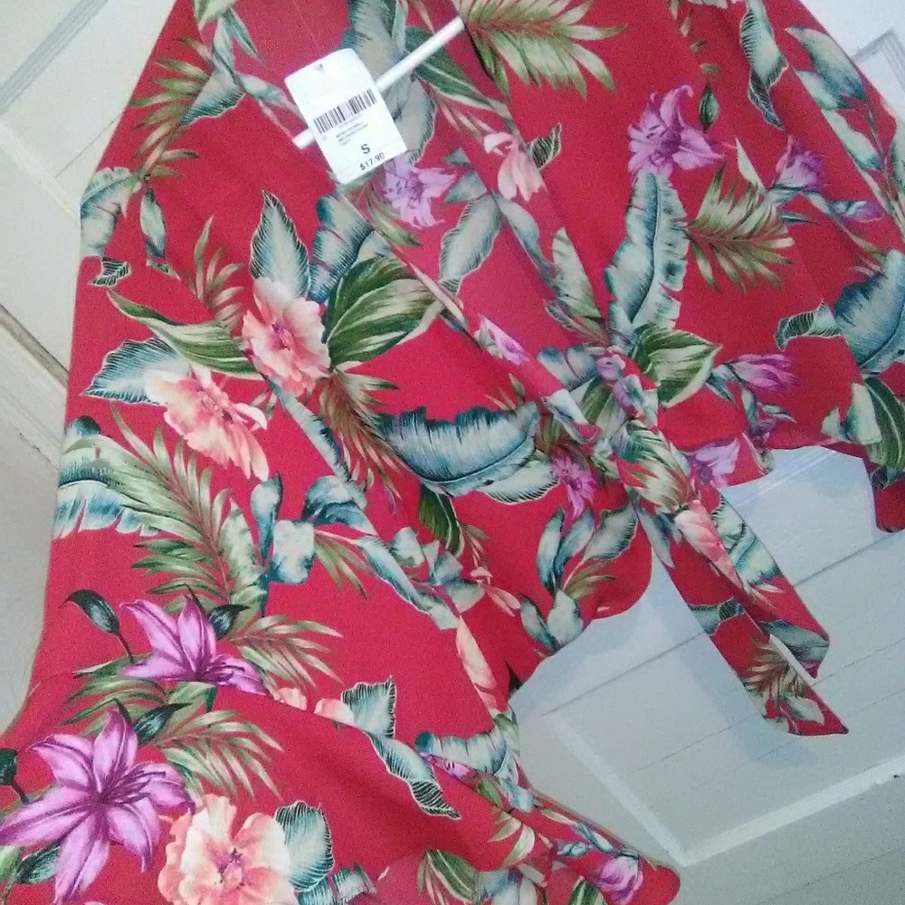 Tropical tie front shirt